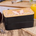 Δοχείου Φαγητού 2 Επιπέδων, με το Όνομα του Παιδιού, Flowers