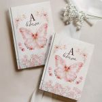 Σκληρόδετο Premium Τετράδιο με Σχέδιο Λουλουδένια Πεταλούδα