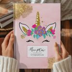 Σκληρόδετο Premium Τετράδιο με Σχέδιο Gold Glitter Unicorn