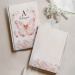 Σκληρόδετο Premium Τετράδιο με Σχέδιο Λουλουδένια Πεταλούδα