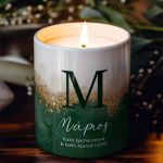 Αρωματικό Κερί, Χειροποίητο με Άρωμα Vanilla Cream, Green Glitter