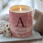 Αρωματικό Κερί, Χειροποίητο με Άρωμα Vanilla Cream, Pink Marble