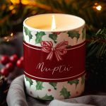 Αρωματικό Κερί, Χειροποίητο με Άρωμα Vanilla Cream, Holly Xmas