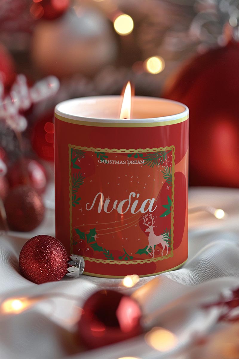 Αρωματικό Κερί, Χειροποίητο με Άρωμα Vanilla Cream, Xmas Deer