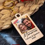 Χριστουγεννιάτικο Μπρελόκ Ξύλινο με Φωτογραφία, Δώρο για Ζευγάρι