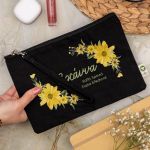 Πρακτικό και Μεγάλο Μαύρο Τσαντάκι & Νεσεσέρ με Σχέδιο Daisy