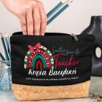 Χριστουγεννιάτικο Δώρο για Δασκάλα, Μαύρο Τσαντάκι & Νεσεσέρ με Φελλό