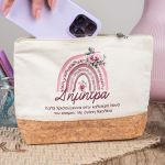 Δώρο για Νονά, Εκρού Τσαντάκι & Νεσεσέρ Καλλυντικών με Φελλό