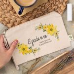 Πρακτικό και Μεγάλο Εκρού Τσαντάκι & Νεσεσέρ με Σχέδιο Daisy