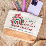 Χριστουγεννιάτικο Δώρο για Δασκάλα, Εκρού Τσαντάκι & Νεσεσέρ με Φελλό