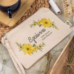 Πρακτικό και Μεγάλο Εκρού Τσαντάκι & Νεσεσέρ με Σχέδιο Daisy