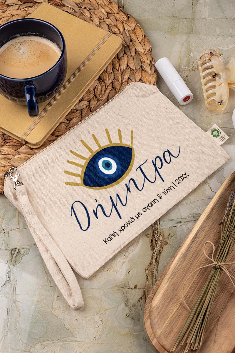 Πρακτικό Εκρού Τσαντάκι & Νεσεσέρ με Φελλό και Σχέδιο Eye