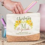 Χριστουγεννιάτικο Μεγάλο Εκρού Τσαντάκι & Νεσεσέρ με Φελλό