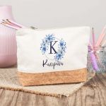 Μεγάλο Πρακτικό Εκρού Τσαντάκι & Νεσεσέρ με Φελλό, Blue Petal