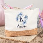 Μεγάλο Πρακτικό Εκρού Τσαντάκι & Νεσεσέρ με Φελλό, Blue Petal