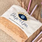 Μεγάλο Εκρού Τσαντάκι & Νεσεσέρ με Φελλό και Σχέδιο Μάτι