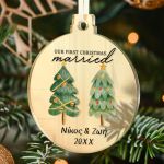 Στολίδι Χριστουγεννιάτικου Δέντρου με Όνομα, First Married Xmas