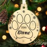 Στολίδι Χριστουγεννιάτικου Δέντρου με Όνομα, Snowy Paw