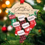 Ξύλινο Χριστουγεννιάτικο Στολίδι Δέντρου με Έξι Κάλτσες