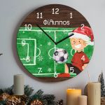 Χριστουγεννιάτικο Ρολόι Τοίχου Ξύλινο με Όνομα και Μπάλα