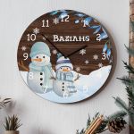 Χριστουγεννιάτικο Ρολόι Τοίχου Ξύλινο με Όνομα και Σχέδιο Lovely