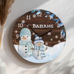 Χριστουγεννιάτικο Ρολόι Τοίχου Ξύλινο με Όνομα και Σχέδιο Lovely