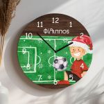 Χριστουγεννιάτικο Ρολόι Τοίχου Ξύλινο με Όνομα και Μπάλα