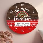 Χριστουγεννιάτικο Ρολόι Τοίχου Ξύλινο με Όνομα και Σχέδιο Merry