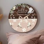 Χριστουγεννιάτικο Ρολόι Τοίχου Ξύλινο με Όνομα και Σχέδιο Πάγος