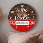 Χριστουγεννιάτικο Ρολόι Τοίχου Ξύλινο με Όνομα και Σχέδιο Merry