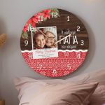 Χριστουγεννιάτικο Ρολόι Τοίχου Ξύλινο με Όνομα και Σχέδιο Γιαγιά