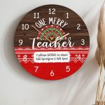 Χριστουγεννιάτικο Ρολόι Τοίχου Ξύλινο με Όνομα και Σχέδιο Merry