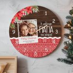 Χριστουγεννιάτικο Ρολόι Τοίχου Ξύλινο με Όνομα και Σχέδιο Γιαγιά