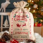 Μεγάλος Χριστουγεννιάτικος Σάκος Δώρων Αϊ-Βασίλη Προσωποποιημένος