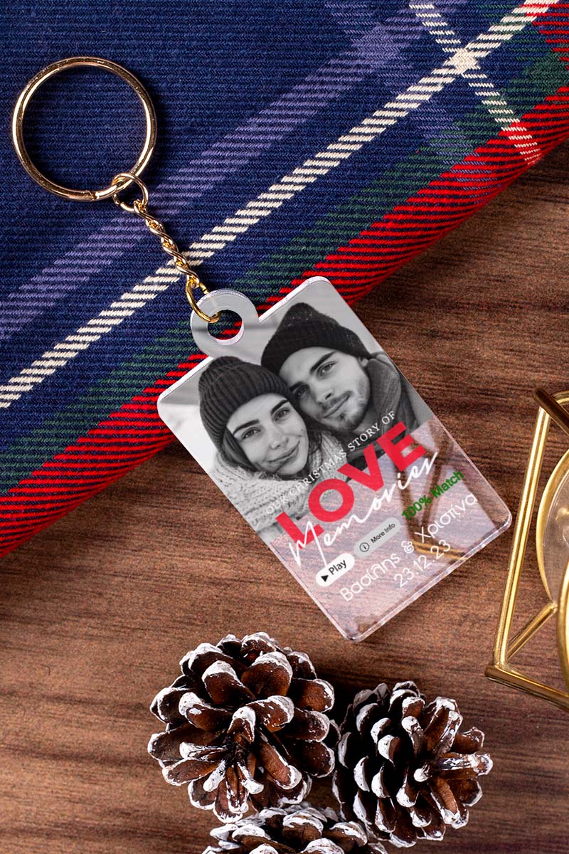 Μπρελόκ Plexi με Φωτογραφία, Χριστουγεννιάτικο Δώρο Ζευγαριού