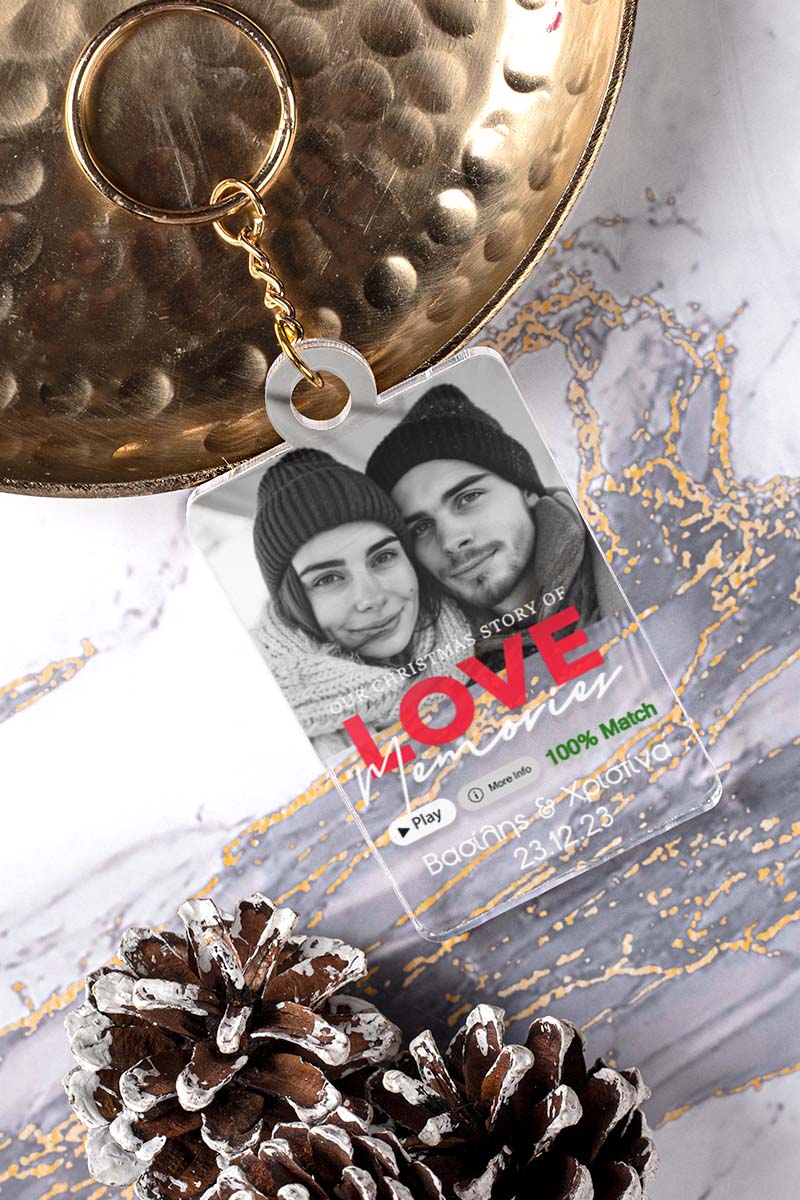 Μπρελόκ Plexi με Φωτογραφία, Χριστουγεννιάτικο Δώρο Ζευγαριού