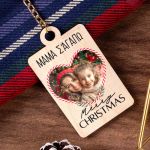 Χριστουγεννιάτικο Ξύλινο Μπρελόκ με Φωτογραφία, Δώρο για Μαμά