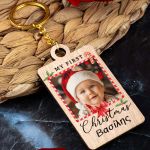 Χριστουγεννιάτικο Μπρελόκ Ξύλινο με Φωτογραφία και Όνομα