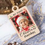 Χριστουγεννιάτικο Μπρελόκ Ξύλινο με Φωτογραφία και Όνομα