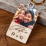 Χριστουγεννιάτικο Ξύλινο Μπρελόκ με Μονογράμματα για Ζευγάρια