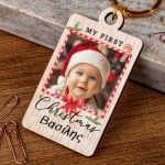 Χριστουγεννιάτικο Μπρελόκ Ξύλινο με Φωτογραφία και Όνομα