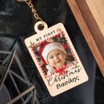 Χριστουγεννιάτικο Μπρελόκ Ξύλινο με Φωτογραφία και Όνομα
