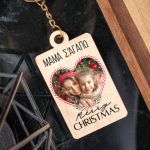 Χριστουγεννιάτικο Ξύλινο Μπρελόκ με Φωτογραφία, Δώρο για Μαμά