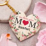 Χριστουγεννιάτικο Μπρελόκ Ξύλινο Σχήμα Καρδιά, Δώρο για Μαμά