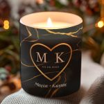 Χειροποίητο Αρωματικό Κερί Vanilla για Ζευγάρια με Μονογράμματα