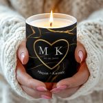 Χειροποίητο Αρωματικό Κερί Vanilla για Ζευγάρια με Μονογράμματα