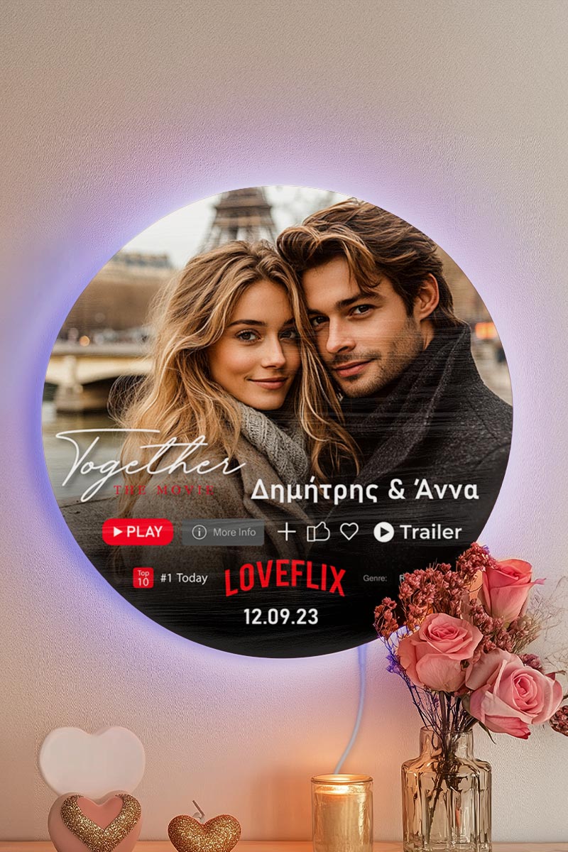 Φωτιστικό Τοίχου Led για Ζευγάρι με Ονόματα και Φωτογραφία