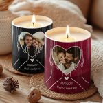Σετ 2 Κεριά με Φωτογραφίες σε Σχήμα Καρδιά, Δωρο Επετείου