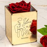 Παντοτινό Τριαντάφυλλο σε Θήκη με Μονογράμματα για Ζευγάρια