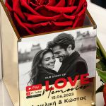 Παντοτινό Τριαντάφυλλο σε Θήκη με Ονόματα, Δώρο για Ζευγάρια